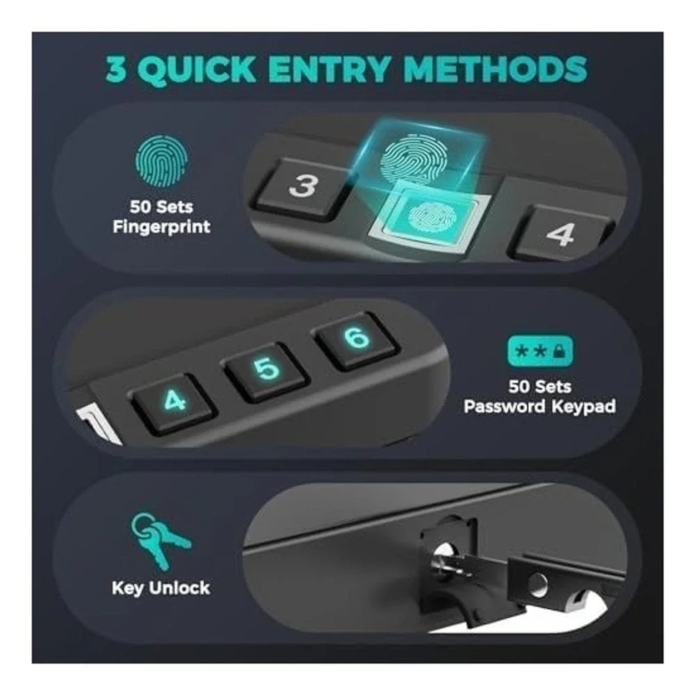 Miisekmy Biometric Handgun Safe Portable Fingerprint Digital Keypad Gun Lock Box